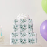 Papper för omslagning av lätt turkos-Blommigt Presentpapper<br><div class="desc">En vacker turkos-blommigt för blek på vit bakgrund. Designad för möhippa eller bröllop,  årsdag och liknande.</div>