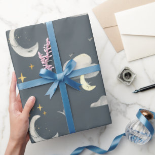 Papper för omslagning av måne och stjärnor i Himla Presentpapper