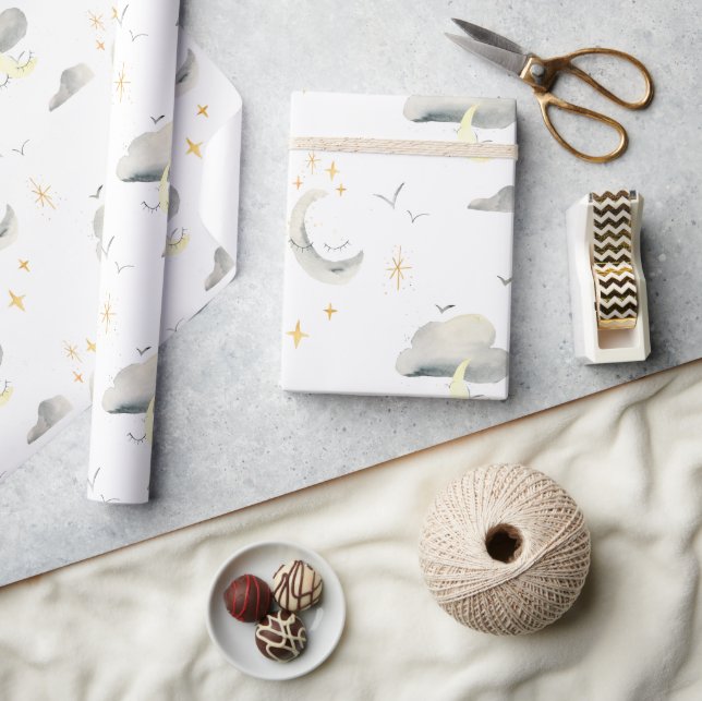 Papper för omslagning av måne och stjärnor i Himla Presentpapper (Hantverk)