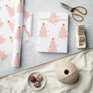 Papper för omslagning av rosa Julgran Presentpapper