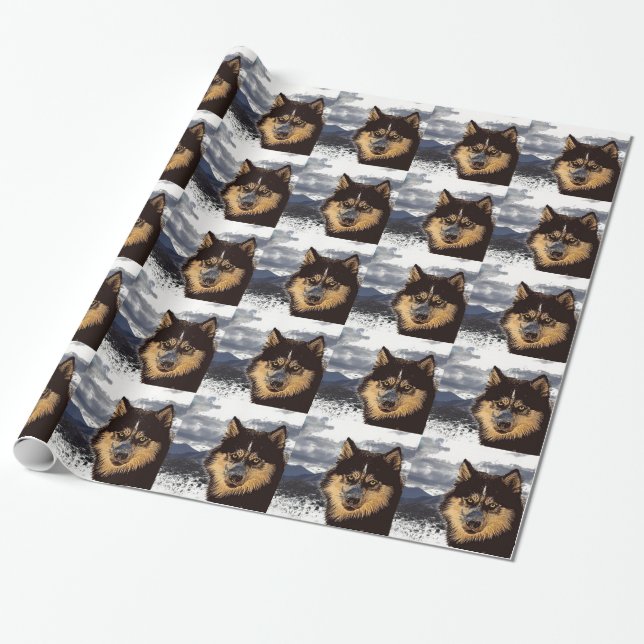 Papper för omslagning av siberian husky presentpapper (Utrullad)