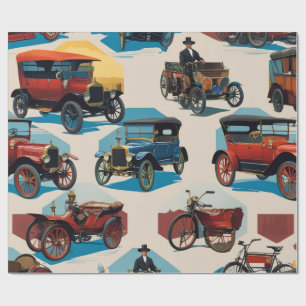 Papper för omslagning av vintage bilar presentpapper