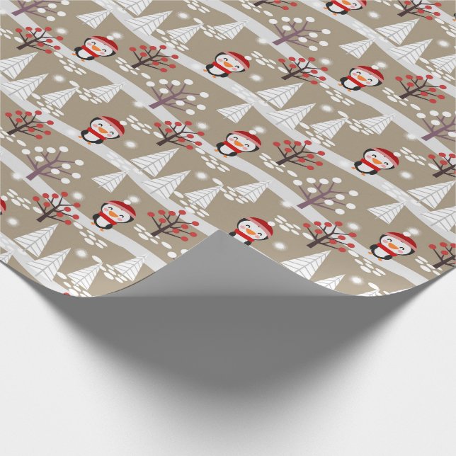 Papper för påfyllning av penguiner och Julgranar Presentpapper (Hörn)