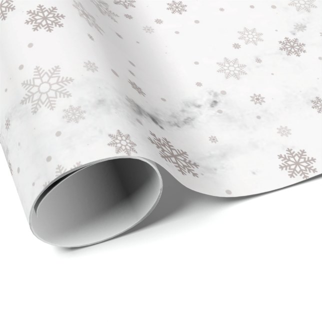 Papper för påfyllning av snöflake Silver Marble Wr Presentpapper (Rullad Hörn)