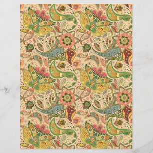 Papper för Paisley Flower Scrapbook   Vibrant Blom