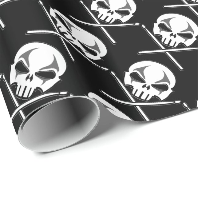 Papper för Pappra Sten Drummer Gift med tungt Meta Presentpapper (Rullad Hörn)