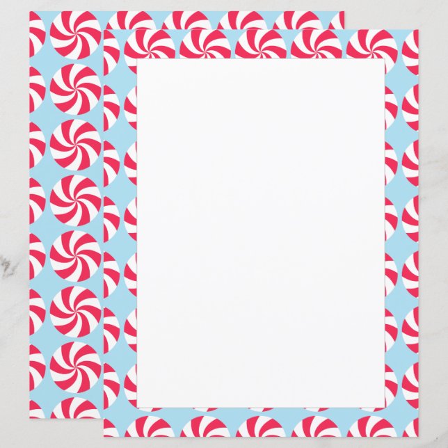 Papper för pepparmint jul Blue Stationery (Fram/baksida)