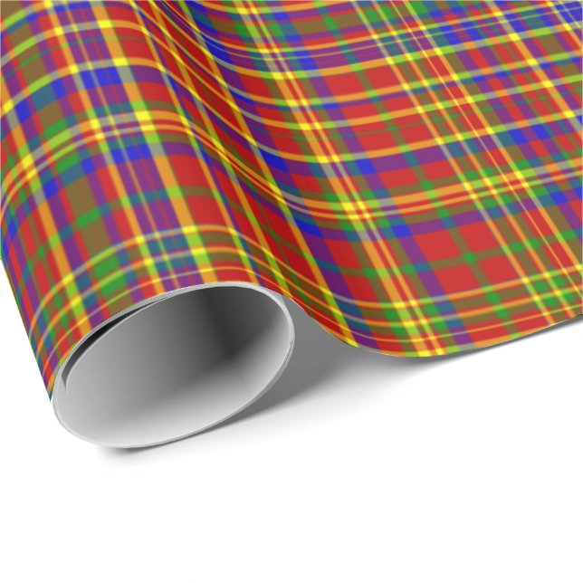 Papper för primär Färg-PLAID 03-Giftomformning Presentpapper (Rullad Hörn)