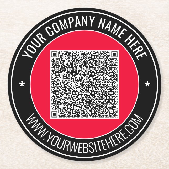 Papper för QR-kod Underlägg Anpassningsbar Text oc Rund (Framsidan)