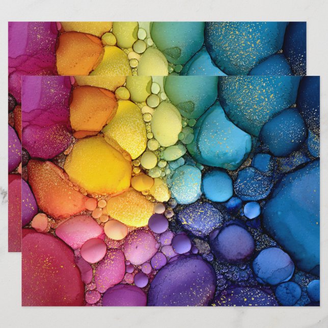 Papper för Rabb Bubble Struktur Fluid Art Scrapboo (Fram/baksida)