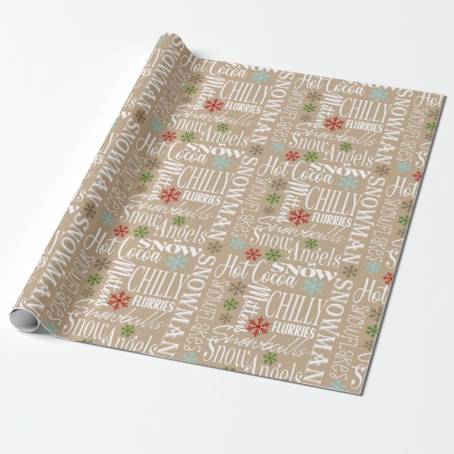 Papper för radbrytning av Beige/Tan-Roligt Presentpapper (Utrullad)