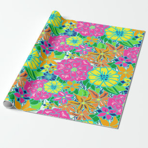 Papper för radbrytning av Bright Blommigt Presentpapper