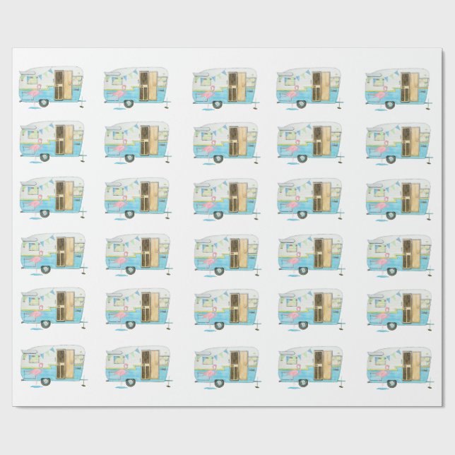 Papper för radbrytning av Camper Trailer för Vinta Presentpapper (Platt)