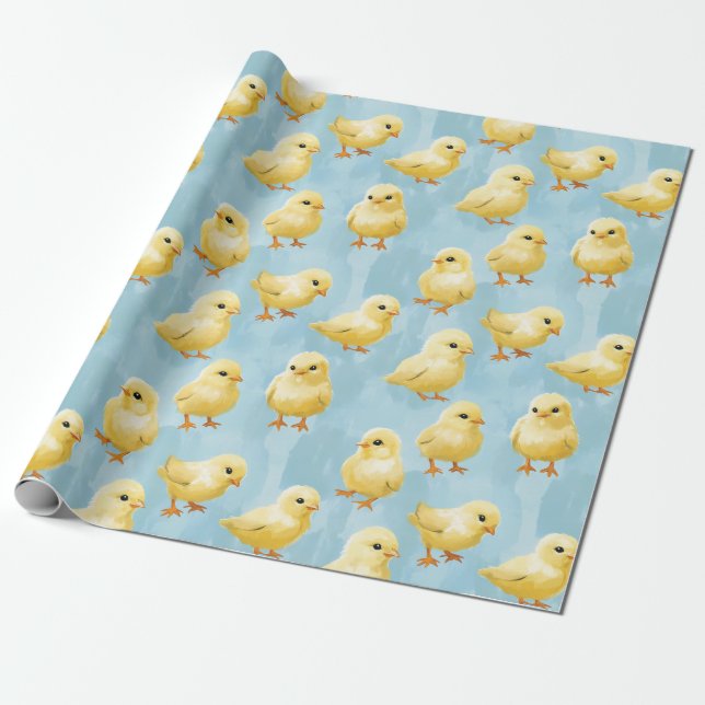 Papper för radbrytning av Chick i baby Presentpapper (Utrullad)