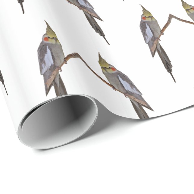 Papper för radbrytning av Cute Cockatiel Frenzy Presentpapper (Rullad Hörn)