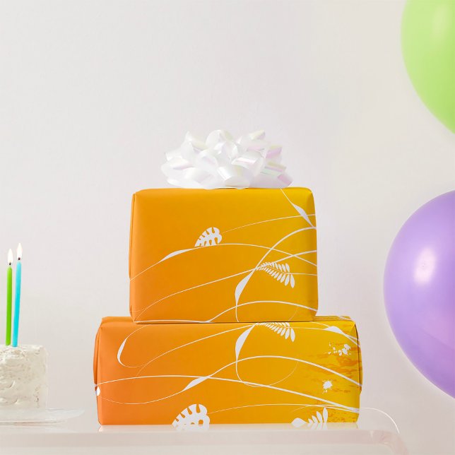 Papper för radbrytning av gyllene Blommigtar Presentpapper (Skapare uppladdad)