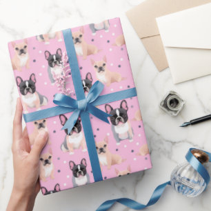 Papper för radbrytning av Rosa Polka Dot Fransk Bu Presentpapper