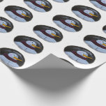 Papper för radbrytning av snögubbe-färgprojektions presentpapper<br><div class="desc">Lycklig snögubbe målade stenfotografi.</div>