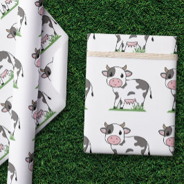 Papper för radbrytning av tecknad Cute Cow Presentpapper