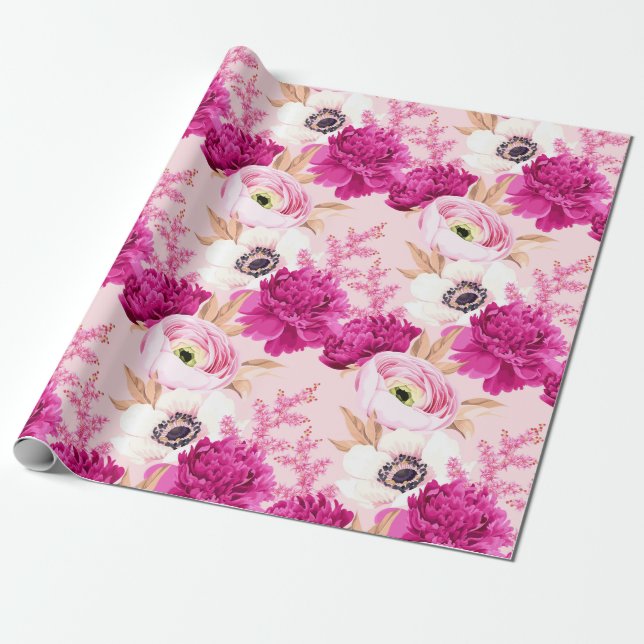 Papper för radbyte av blommönster presentpapper (Utrullad)