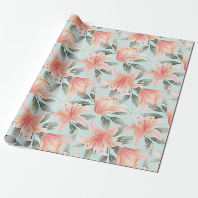 Papper för radbyte av blommönster presentpapper (Utrullad)