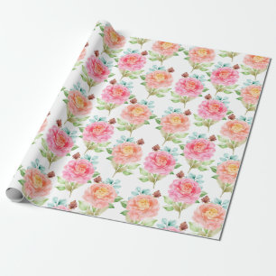 Papper för radbyte av blommönster presentpapper