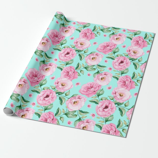 Papper för radbyte av blommönster presentpapper (Utrullad)