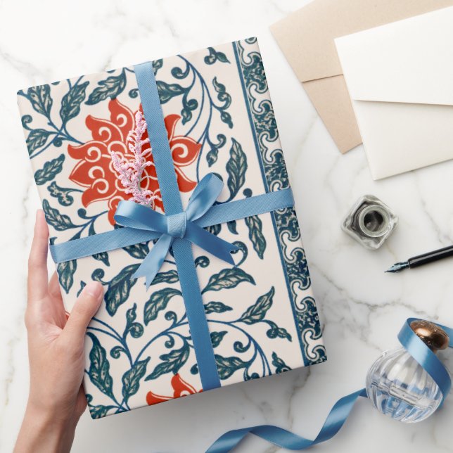 Papper för radbyte av blommönster presentpapper (Gifting)