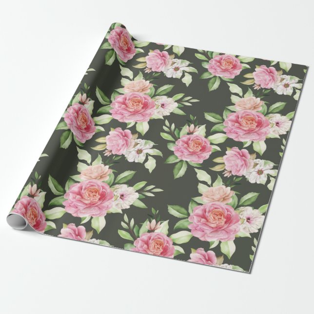 Papper för radbyte av blommönster presentpapper (Utrullad)