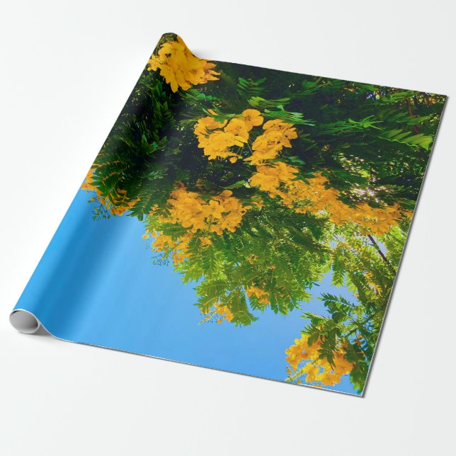 Papper för radbyte av gult presentpapper (Utrullad)