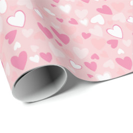 Papper för radbyte av Rosa för Cute Hearts Presentpapper