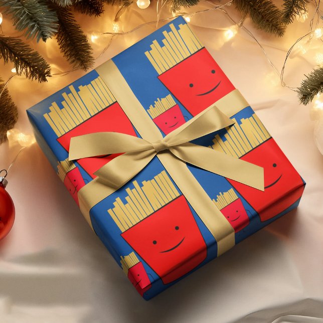 Papper för radbyte av Tecknad Presentpapper (french fries birthday packing gift wrap,gift wrapping paper,return gift wrap paper,paper gift)