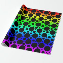 Papper för radbyte för Bright Rainbow Polka Presentpapper