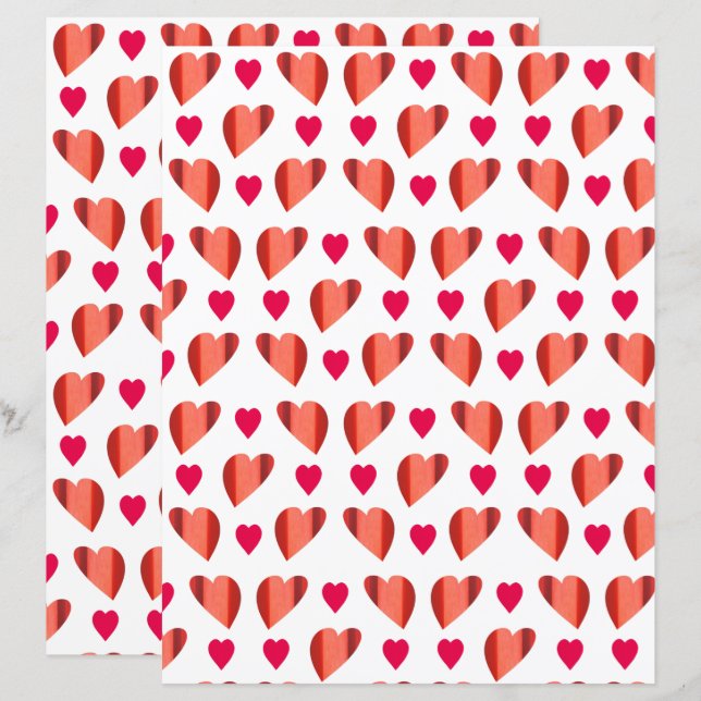 Papper för Red and Rosa Hearts Scrapbook (Fram/baksida)