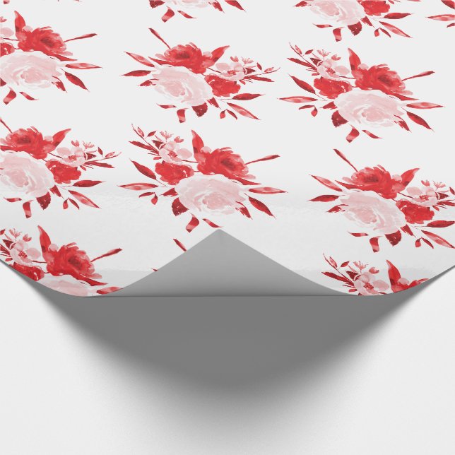 Papper för Red Blommigt Gift Wrapping Presentpapper (Hörn)