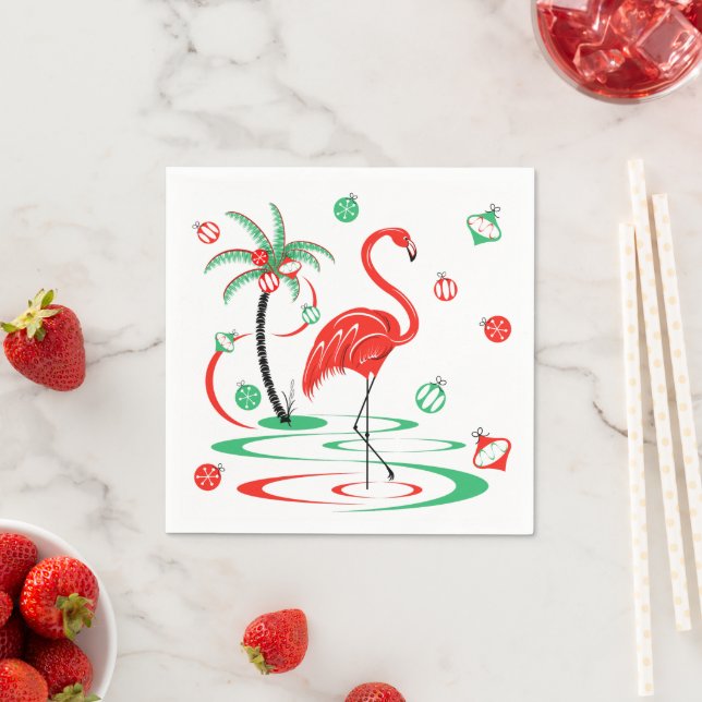 Papper för Red jul Flamingo Baubles napkin Pappersservett (Insitu)