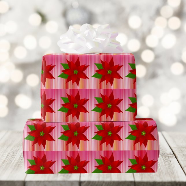 Papper för Red Poinsettia-julklapp Presentpapper (Skapare uppladdad)