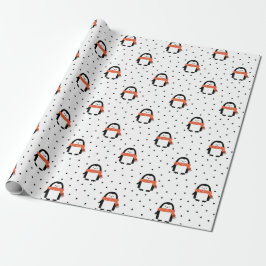 Papper för rensning av julvinter Penguin Wrapping Presentpapper