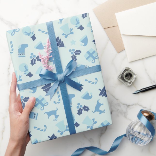 Papper för rensning av ljus och blått jul presentpapper (Gifting)