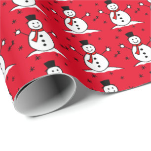 Papper för rensning av Snögubbe Röda julen i Cute Presentpapper