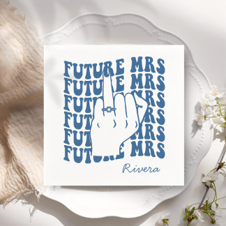 Papper för Retro Bachelorette Party Blue Pappersservett