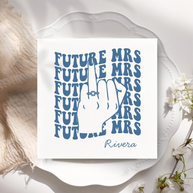 Papper för Retro Bachelorette Party Blue Pappersservett (Skapare uppladdad)