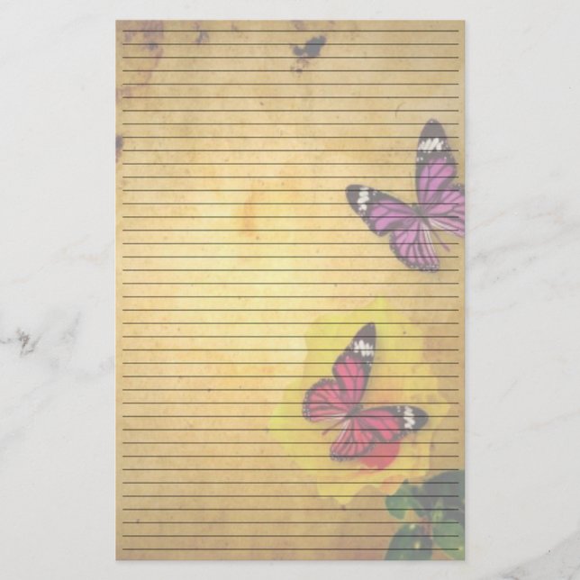 Papper för Retro Butterflies Led Stationery (Framsida)