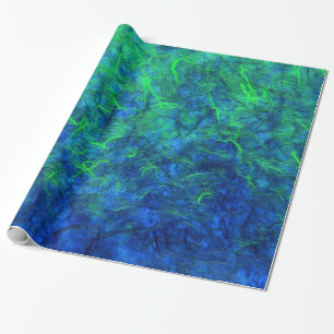 Papper för ris för neonblåttgrönt psychedelic presentpapper