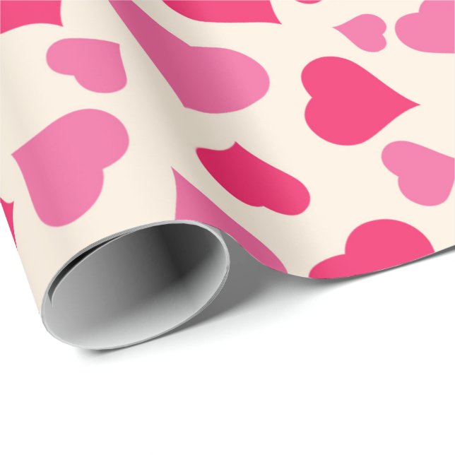 Papper för rödhårig och Rosa Hearts Gift Wrapping Presentpapper (Rullad Hörn)
