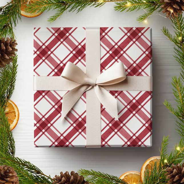 Papper för rödvit inlagd insvällning presentpapper (Red and White Plaid Wrapping Paper
)