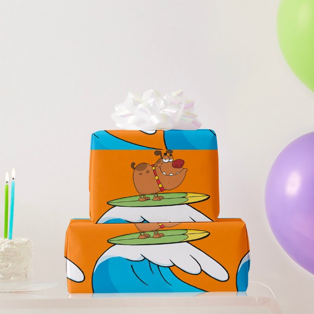 Papper för Rolig hund omslagning av Surfing Bulldo Presentpapper (Skapare uppladdad)