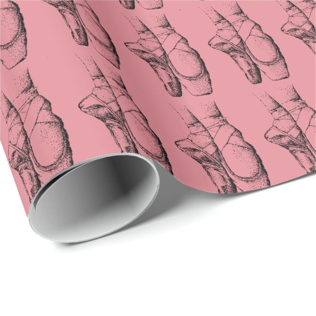 Papper för rosa Ballet Wrapping Presentpapper (Rullad Hörn)