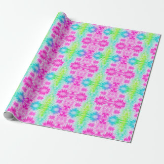 Papper för rosa Blue & Grönt Tie Dye Wrapping Presentpapper