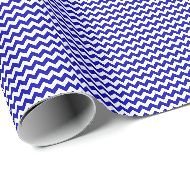 Papper för royal Blue and White Small Chevron Wrap Presentpapper (Rullad Hörn)